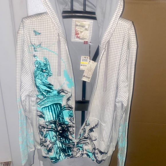 Savage Vintage Embellished Hoodie Sz XL - Picture 9 of 10